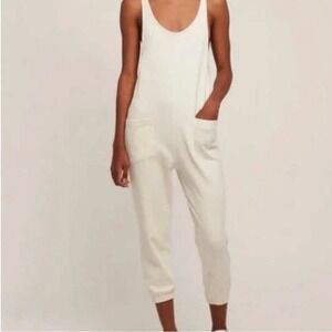 For Days Ribbed Drop Crotch Jumpsuit Women XL Ivory Interlock‎ Knit